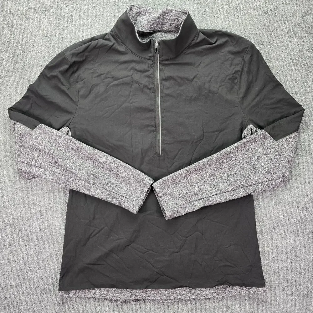 Lululemon Surge Shield 1/2 Zip Pullover Mens Large Black Gray Performance